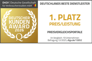 Siegel erster Platz Preis Leistung der DtGV