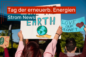 Mehrere Personen halten bei einer Klimaschutz-Demonstration Schilder hoch; im Vordergrund ein Plakat mit der Aufschrift „SAVE THE EARTH“ und einer gezeichneten Erde, daneben ein weiteres Schild mit „LOVE OUR PLANET“ und Herzsymbol.